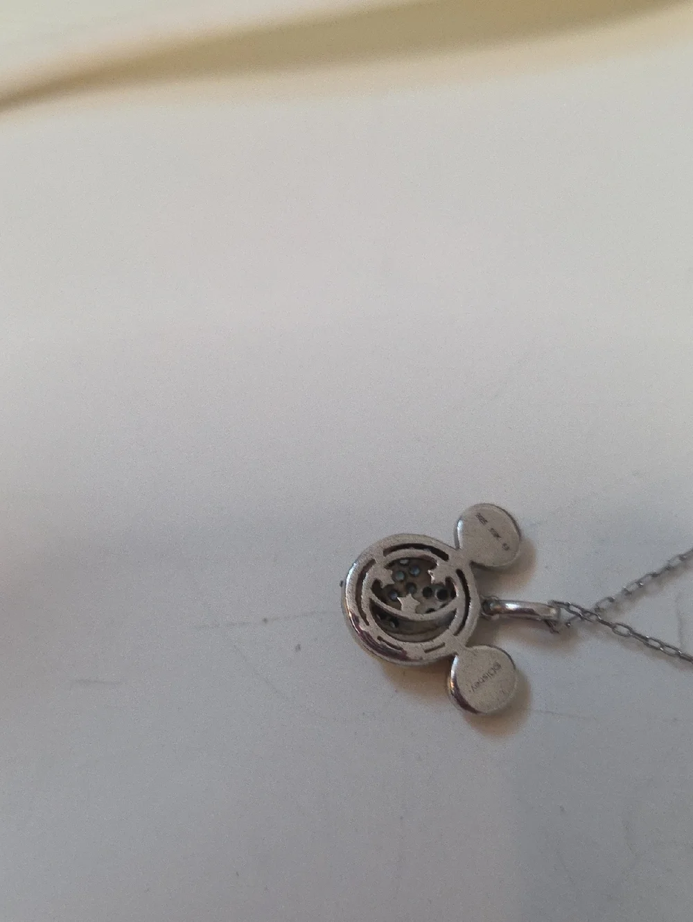 Disney Silver Tone Delicate Chain Necklace Silver 925 Mickie Mouse 925 And 10 K